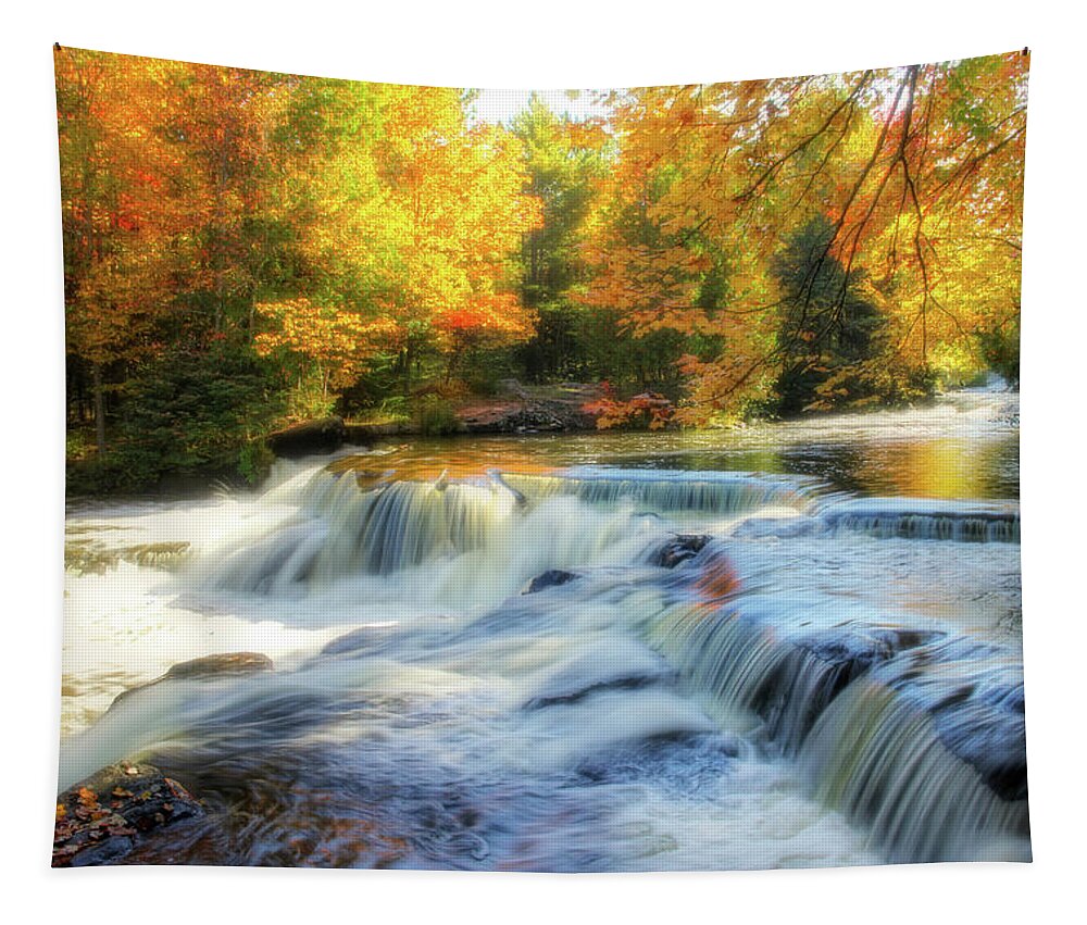 Rapids Tapestry featuring the photograph Autumn at the Rapids by Robert Carter