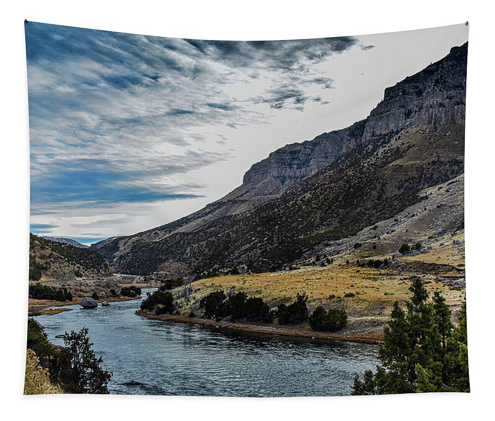 River Tapestry featuring the photograph Autumn at Wind River Canyon by Laura Putman