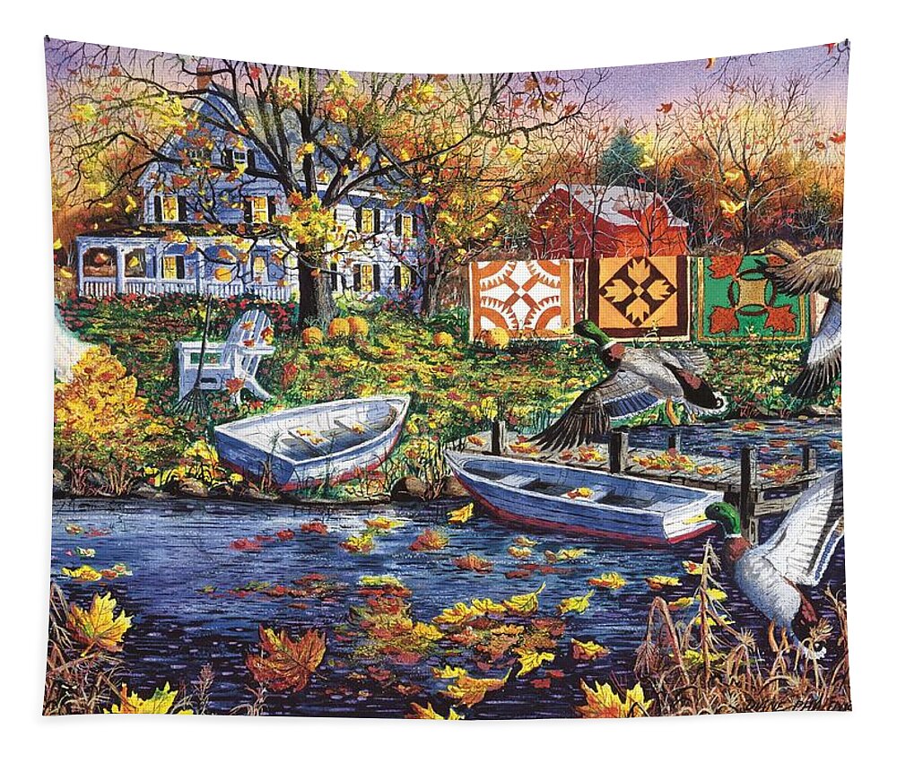 Autumn Landscape Tapestry featuring the painting Autumn Blessings by Diane Phalen