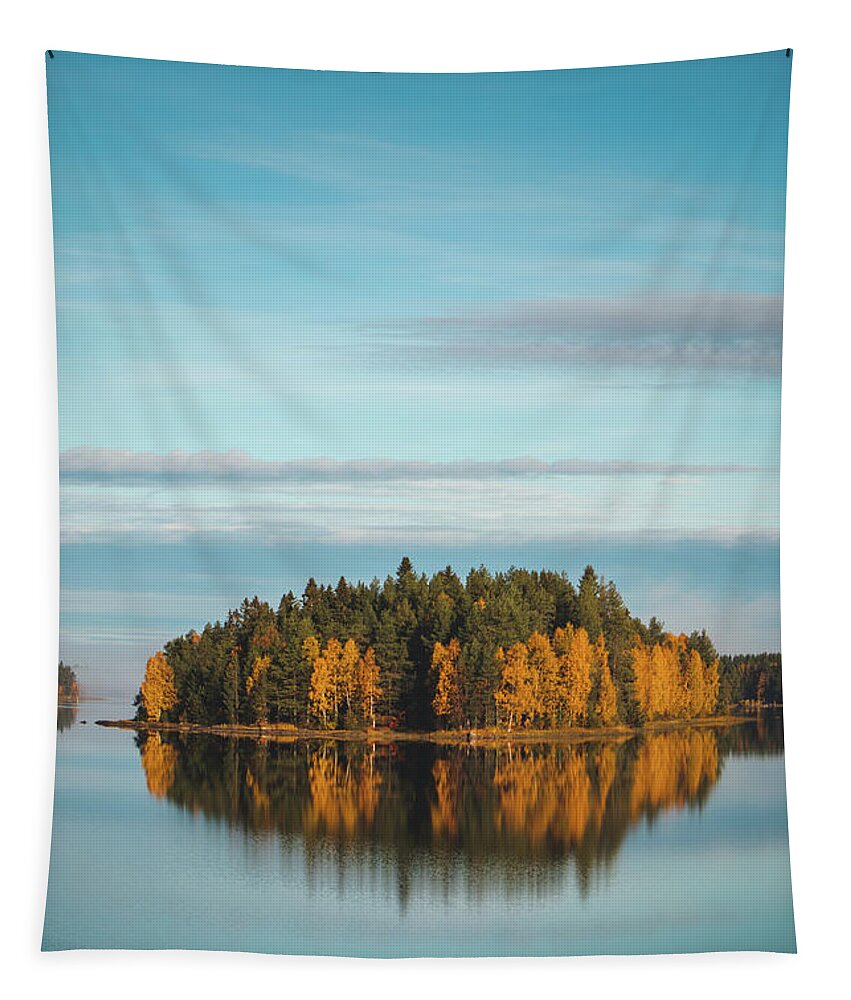 Admire Tapestry featuring the photograph Autumn coloured island in the middle of the lake by Vaclav Sonnek
