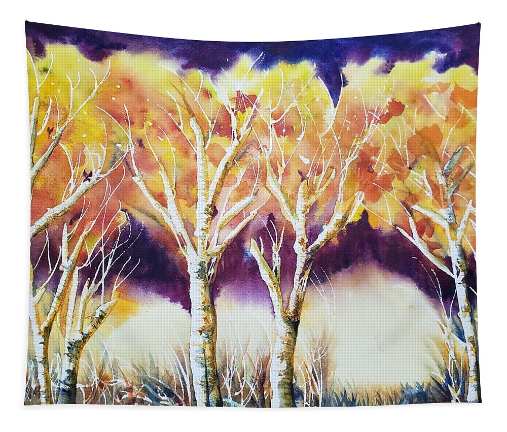 Fall Trees Tapestry featuring the painting Autumn Flare by Kim Shuckhart Gunns