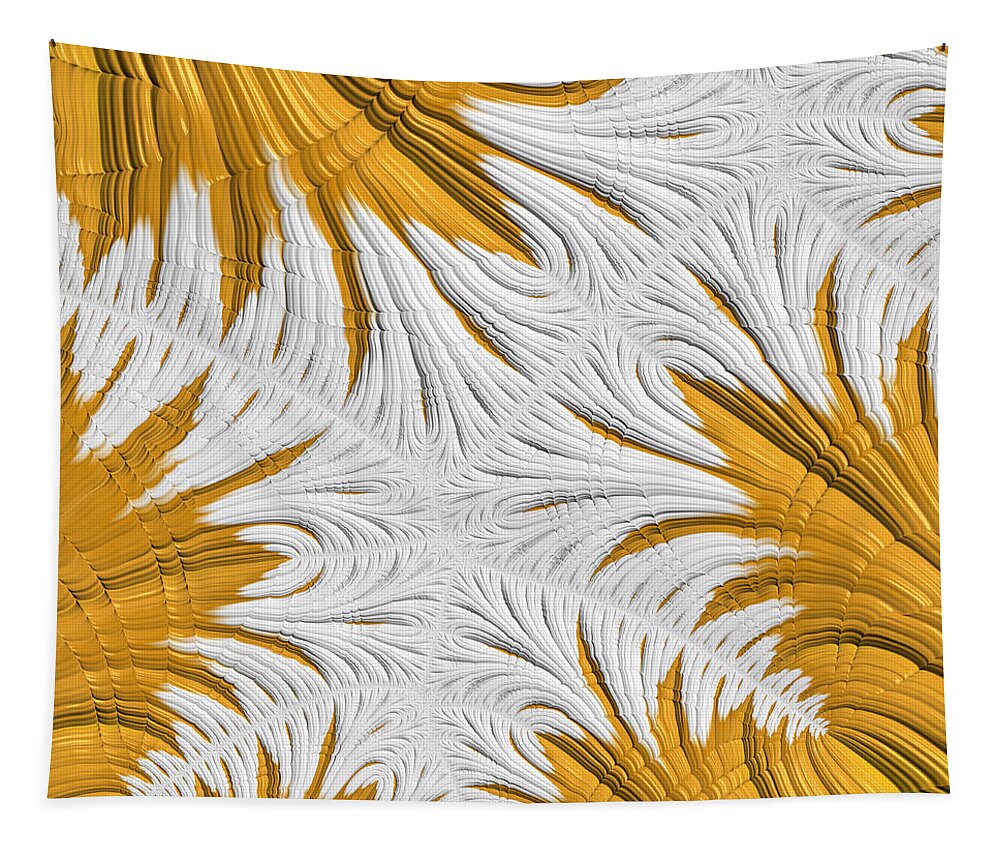 Mustard Gold Tapestry featuring the digital art Autumn Fractal by Bonnie Bruno