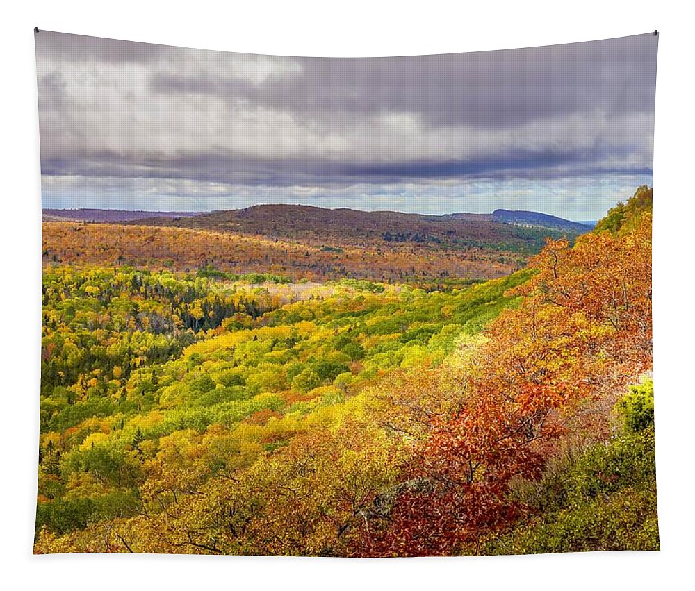 Scenic Tapestry featuring the photograph Autumn in Copper Harbor by Susan Rydberg