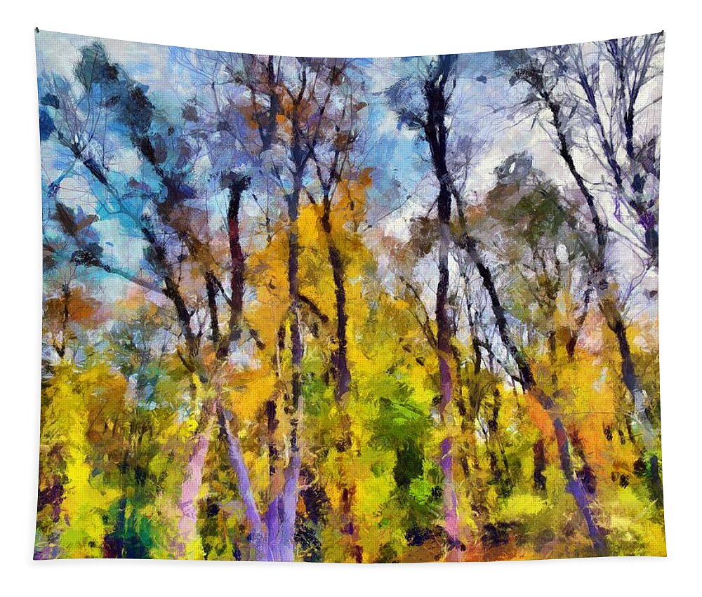 Trees Tapestry featuring the mixed media Autumn in the Park by Christopher Reed