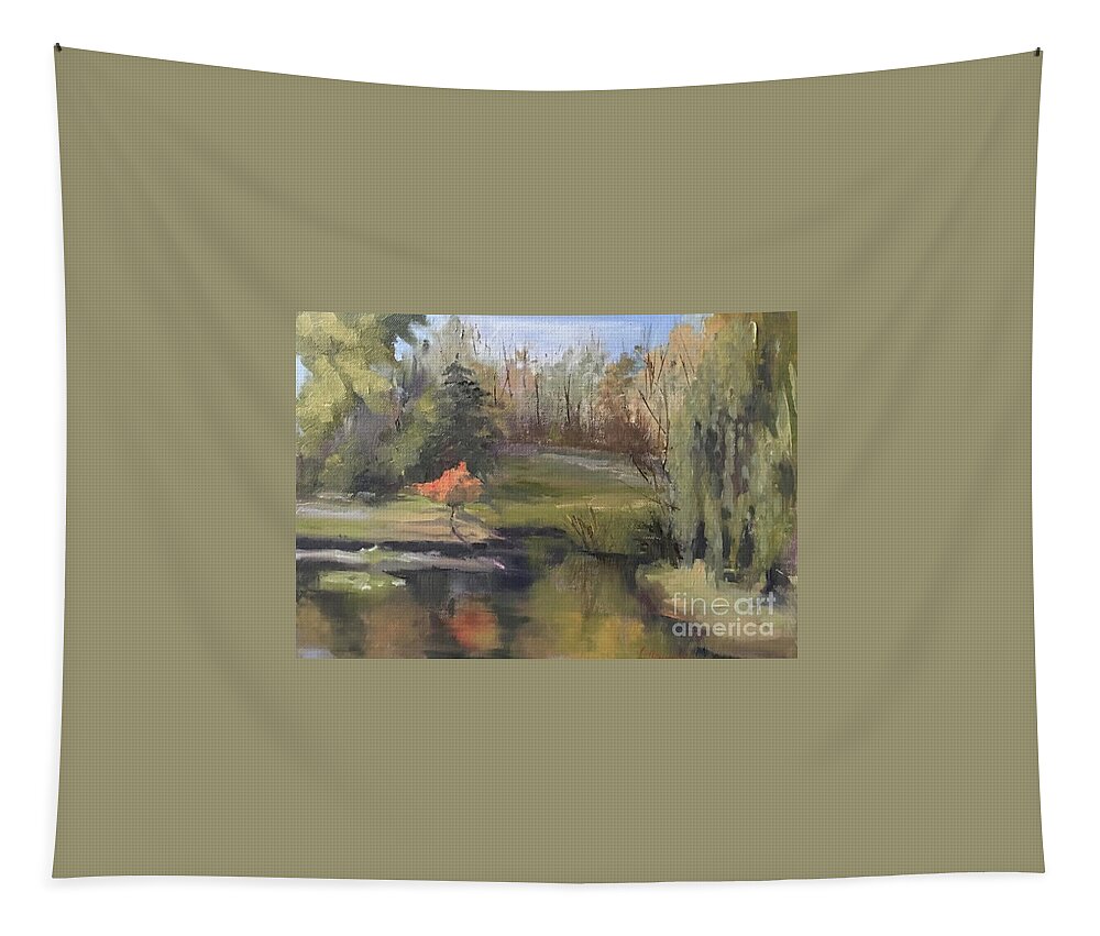 Landscape Tapestry featuring the painting Autumn in the Park by Lori Ippolito