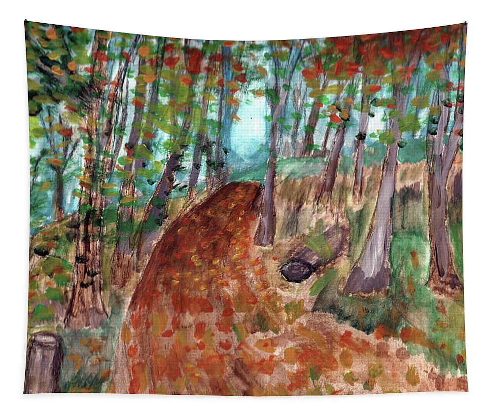 Autumn Tapestry featuring the painting Autumn Leaves along the Trail by Christopher Reed