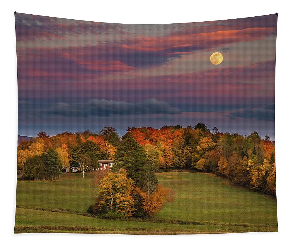 Moon Tapestry featuring the photograph Autumn Moonrise by Tim Kirchoff