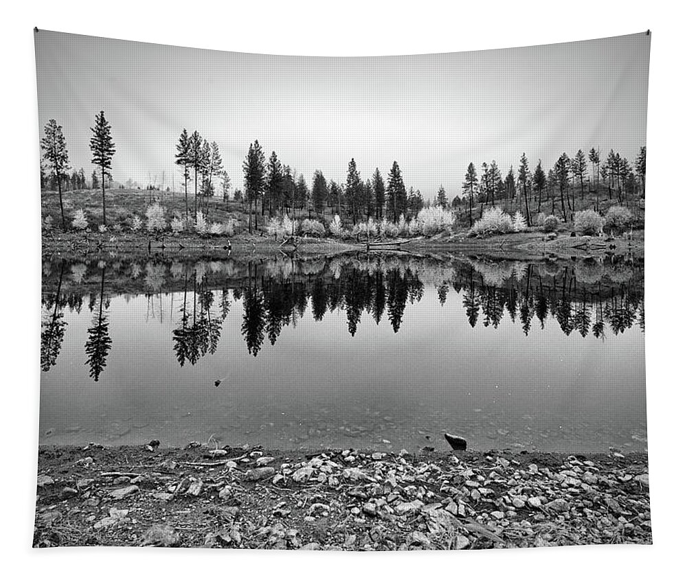 Landscape Tapestry featuring the photograph Autumn Pond Reflection by Allan Van Gasbeck