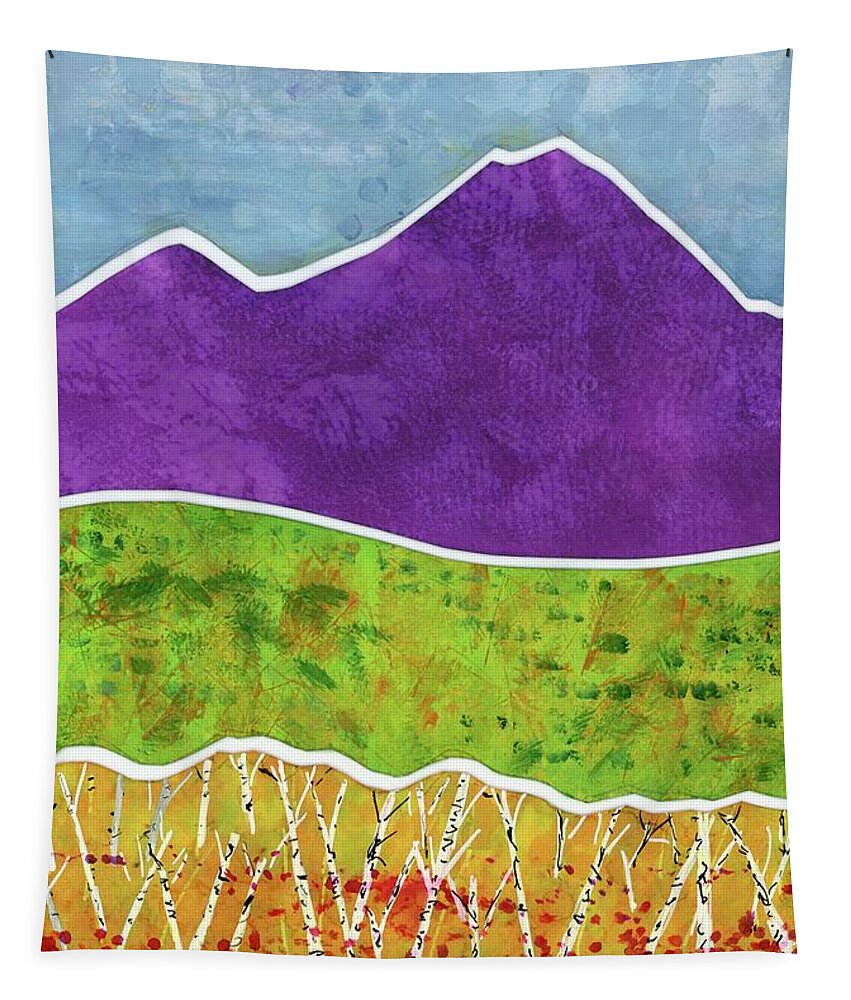 Landscape Tapestry featuring the painting Autumn Reflection by Julie Greene-Graham