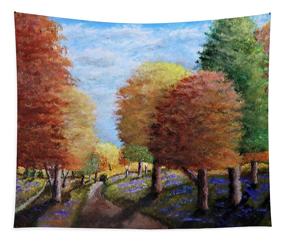 Landscape Tapestry featuring the painting Autumn Road by Gregory Dorosh