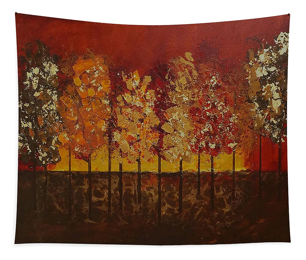 Fall Tapestry featuring the painting Autumn's Crowning Glory by Linda Bailey