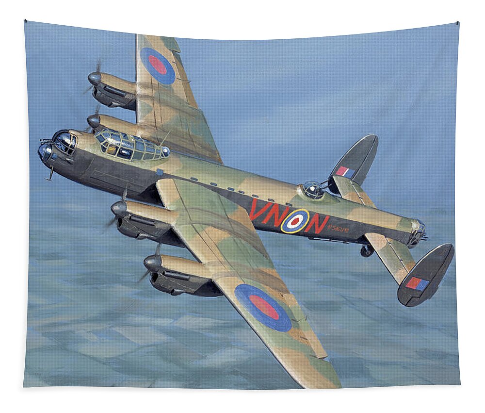 Aviation Tapestry featuring the painting Avro Lancaster by Jack Fellows