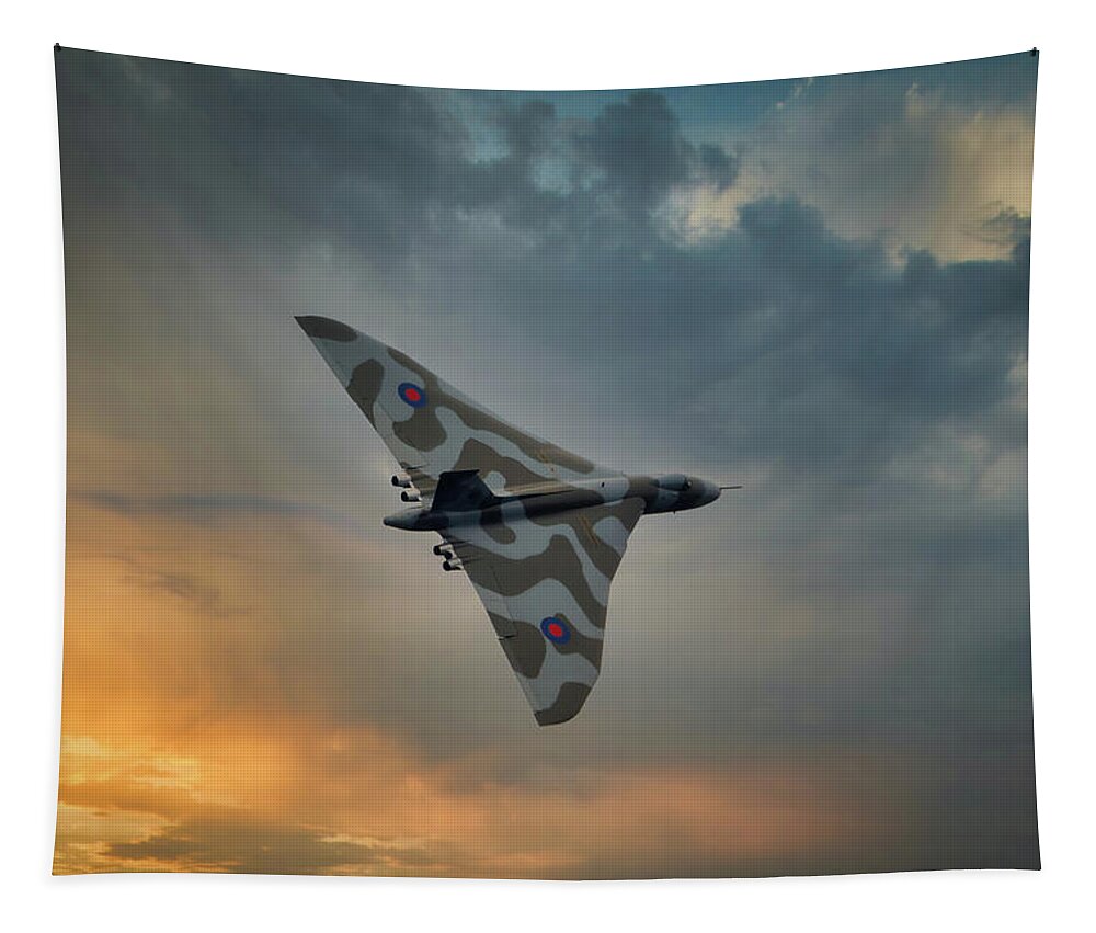 Aerial Tapestry featuring the photograph Avro Vulcan RAF Bomber Aircraft by Rick Deacon