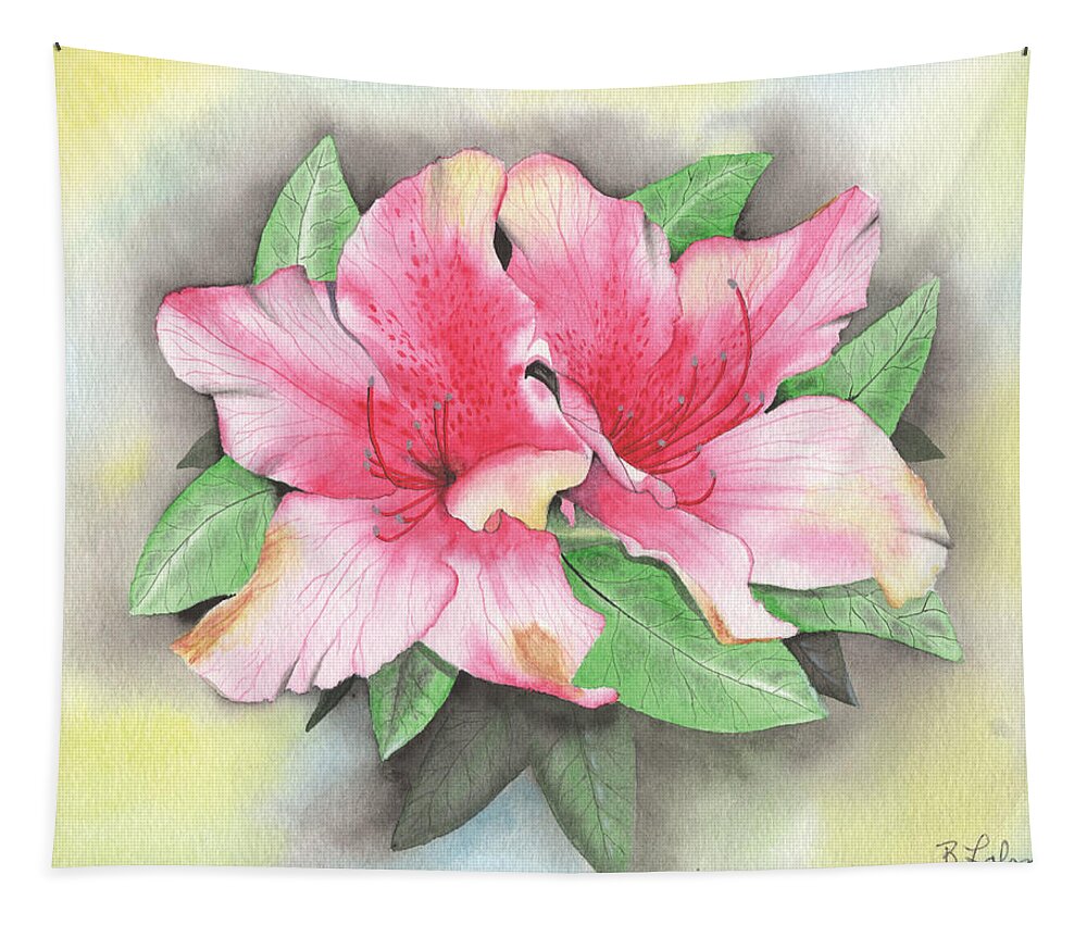 Azaleas Tapestry featuring the painting Azaleas with Pastel by Bob Labno