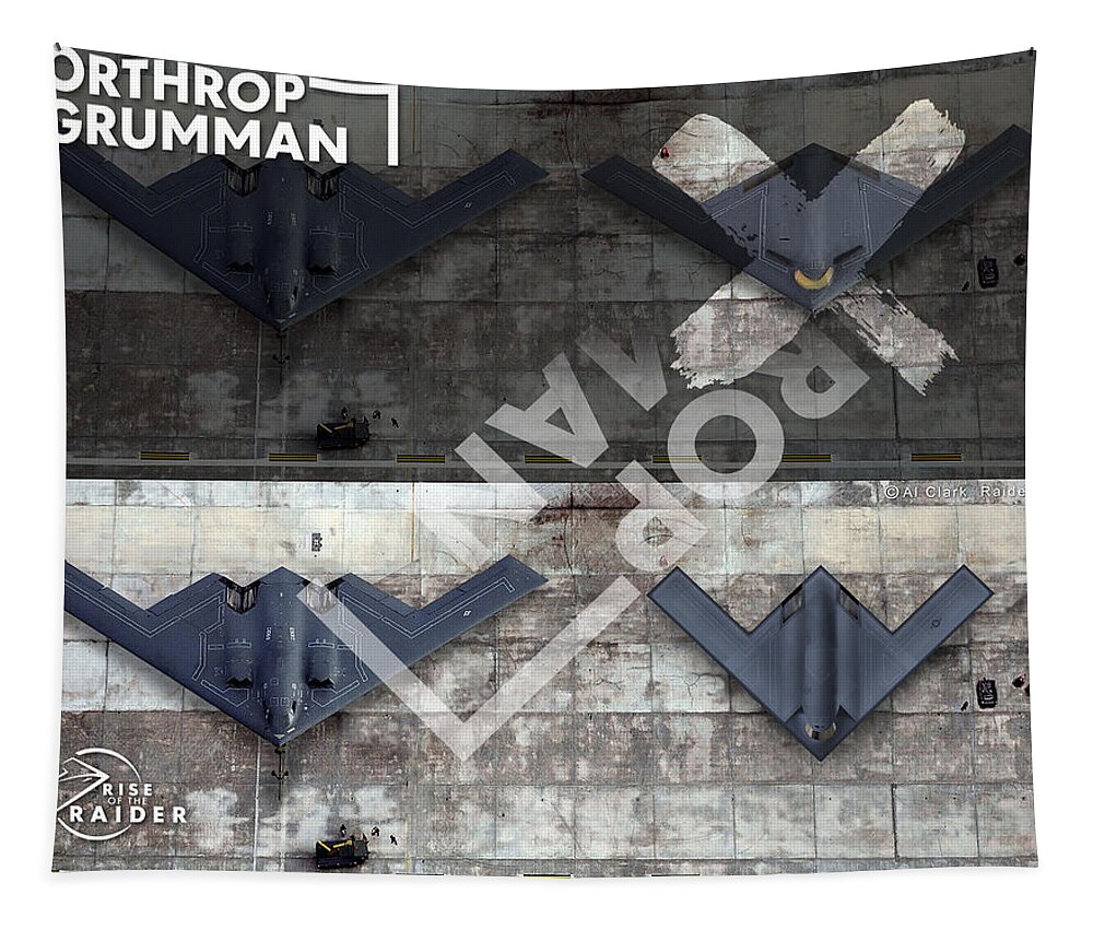 B-21 Tapestry featuring the digital art B-2/B-21 Raider Comparison by Custom Aviation Art