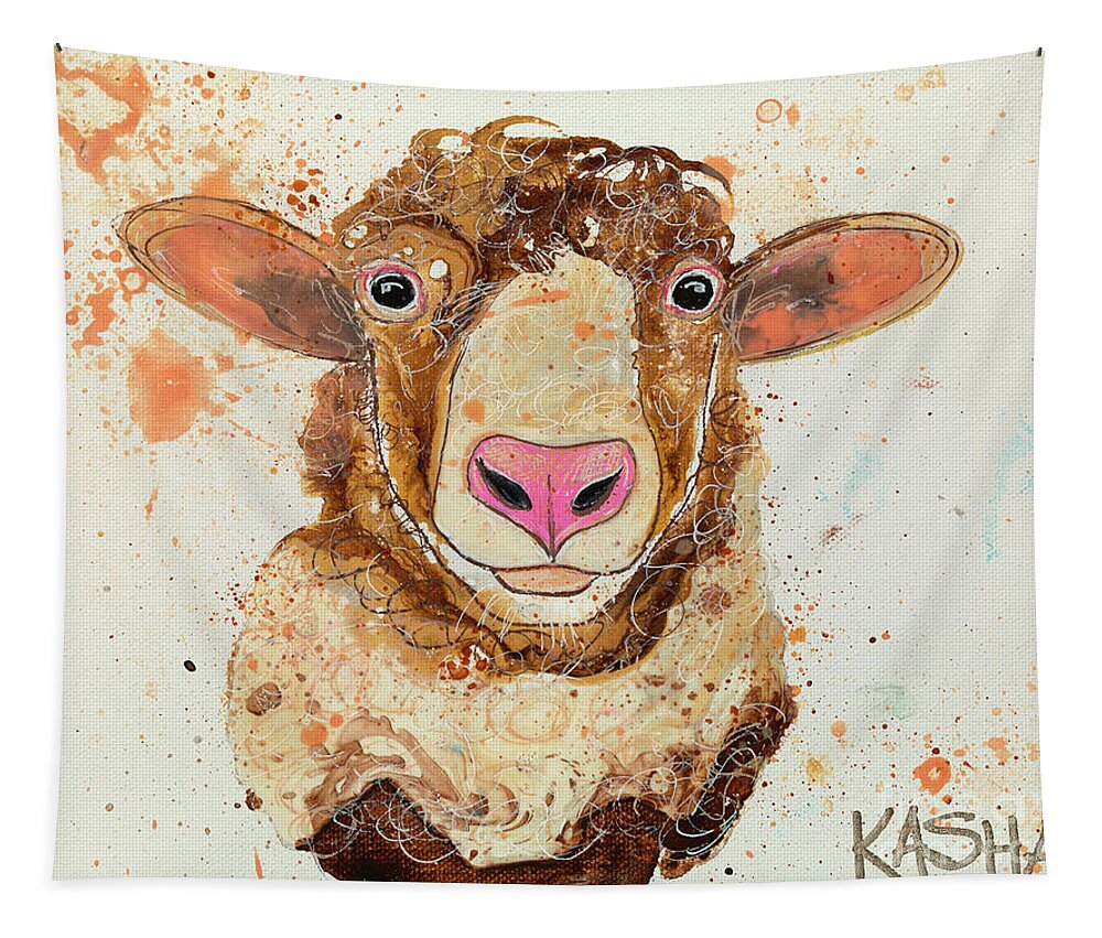 Sheep Tapestry featuring the painting Baa Baa by Kasha Ritter