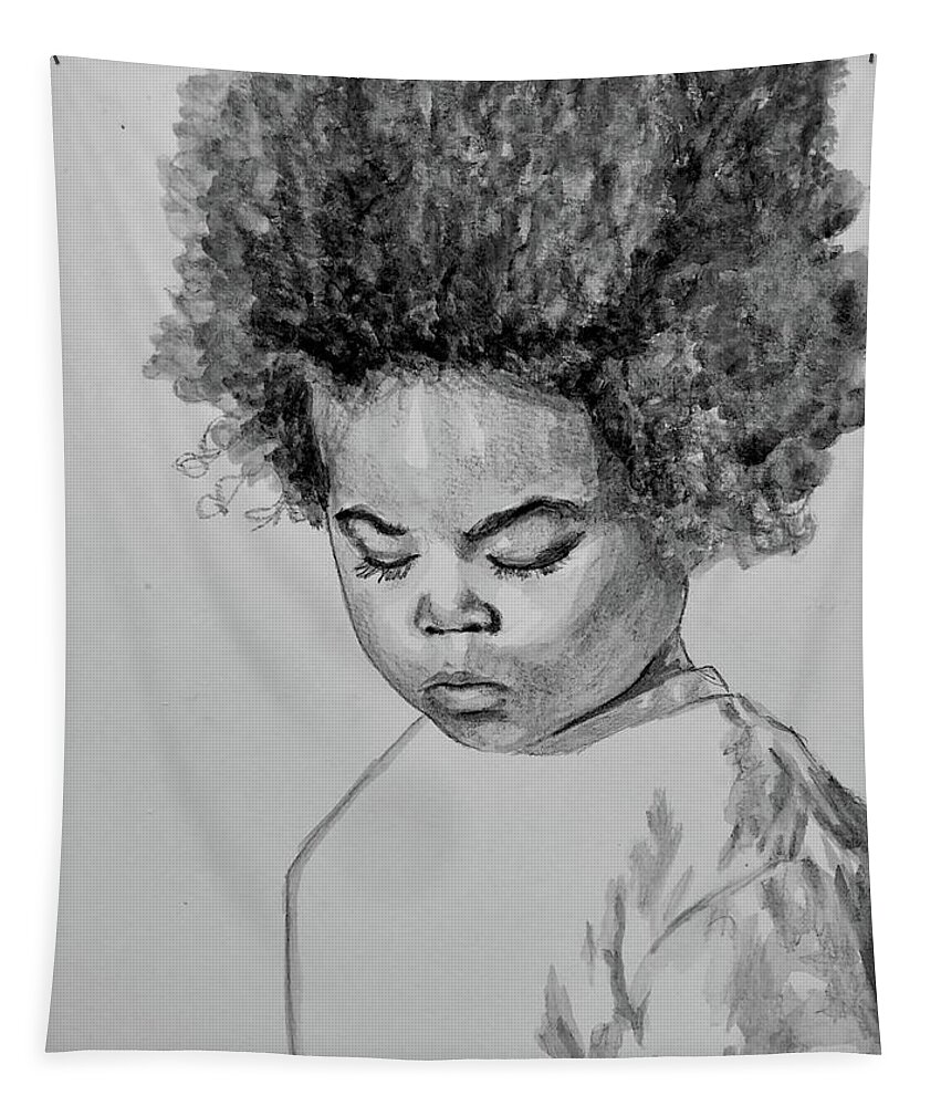  Tapestry featuring the painting Baby Afro Blue by Clayton Singleton