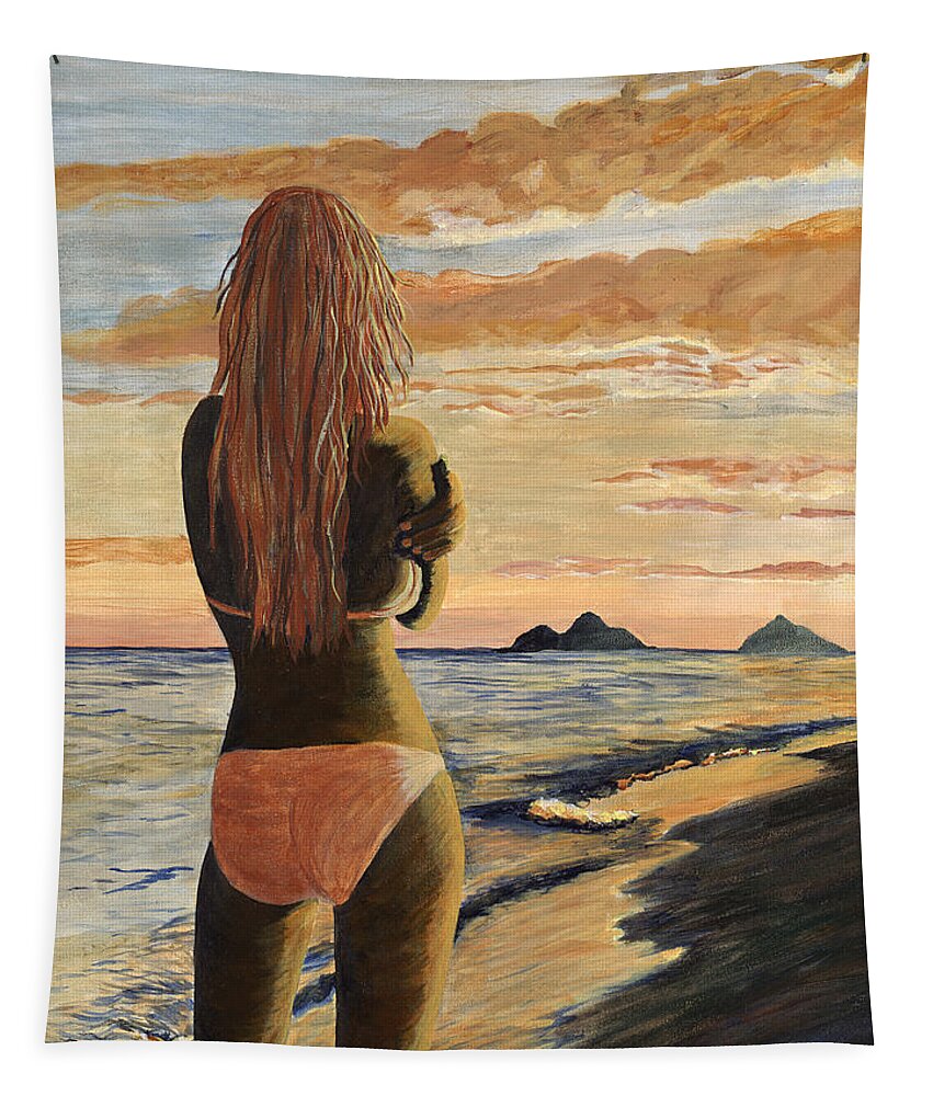 Hawaii Tapestry featuring the painting Back to Lanikai by Megan Collins