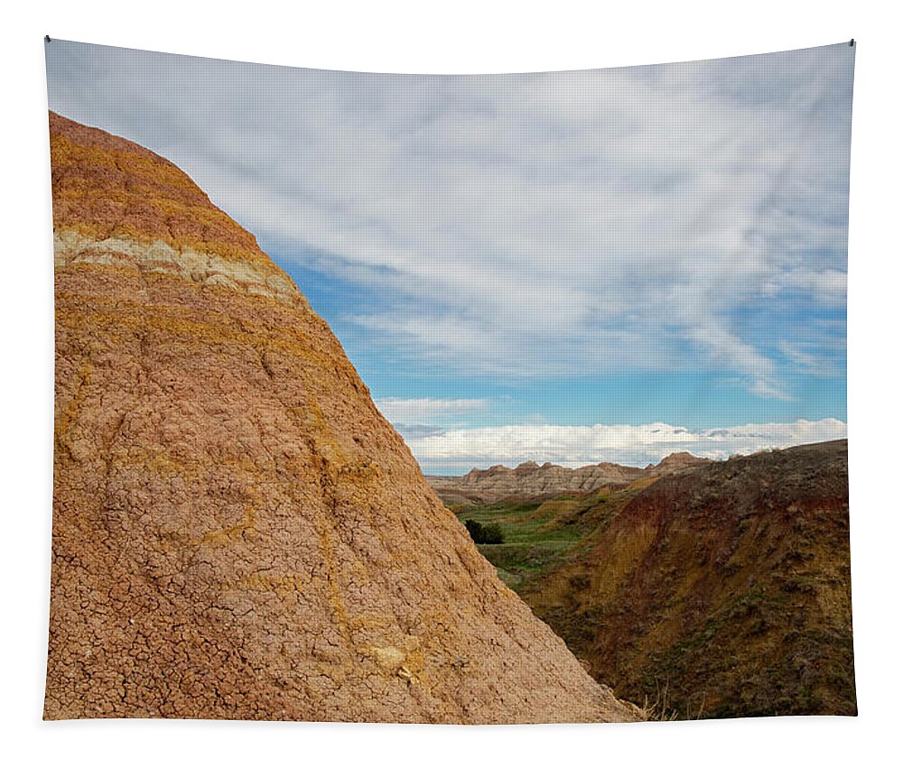 Badlands Colorful Butte Tapestry featuring the photograph Badlands Colorful Butte by Dan Sproul
