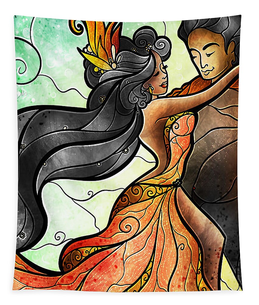 Cuba Tapestry featuring the digital art Bailar Conmigo by Mandie Manzano