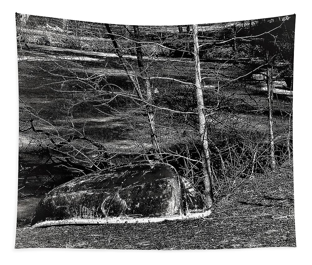 Boat Lake Water Black White Pond Tapestry featuring the photograph Baily's Arboretum1 by John Linnemeyer