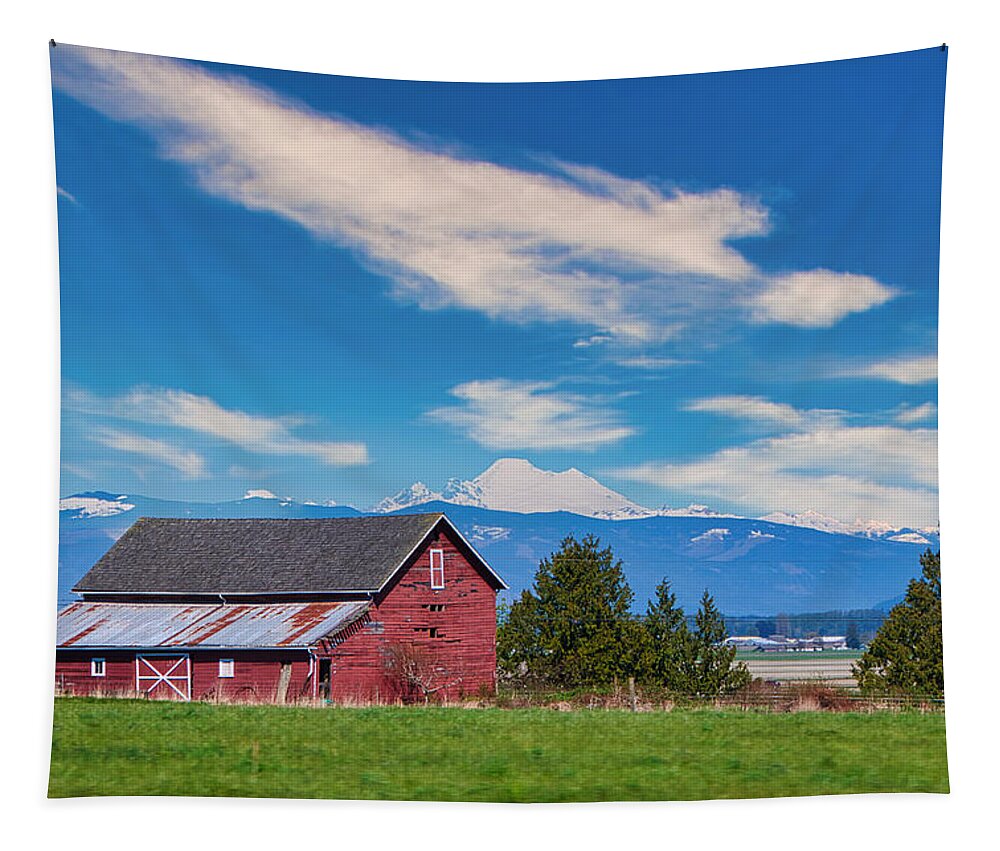 Mt Baker Tapestry featuring the photograph Baker and Barn by Steph Gabler