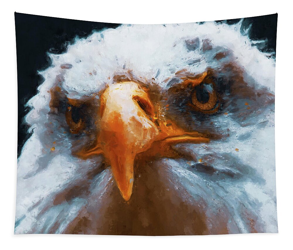 Bird Tapestry featuring the painting Bald Eagle - 17 by AM FineArtPrints