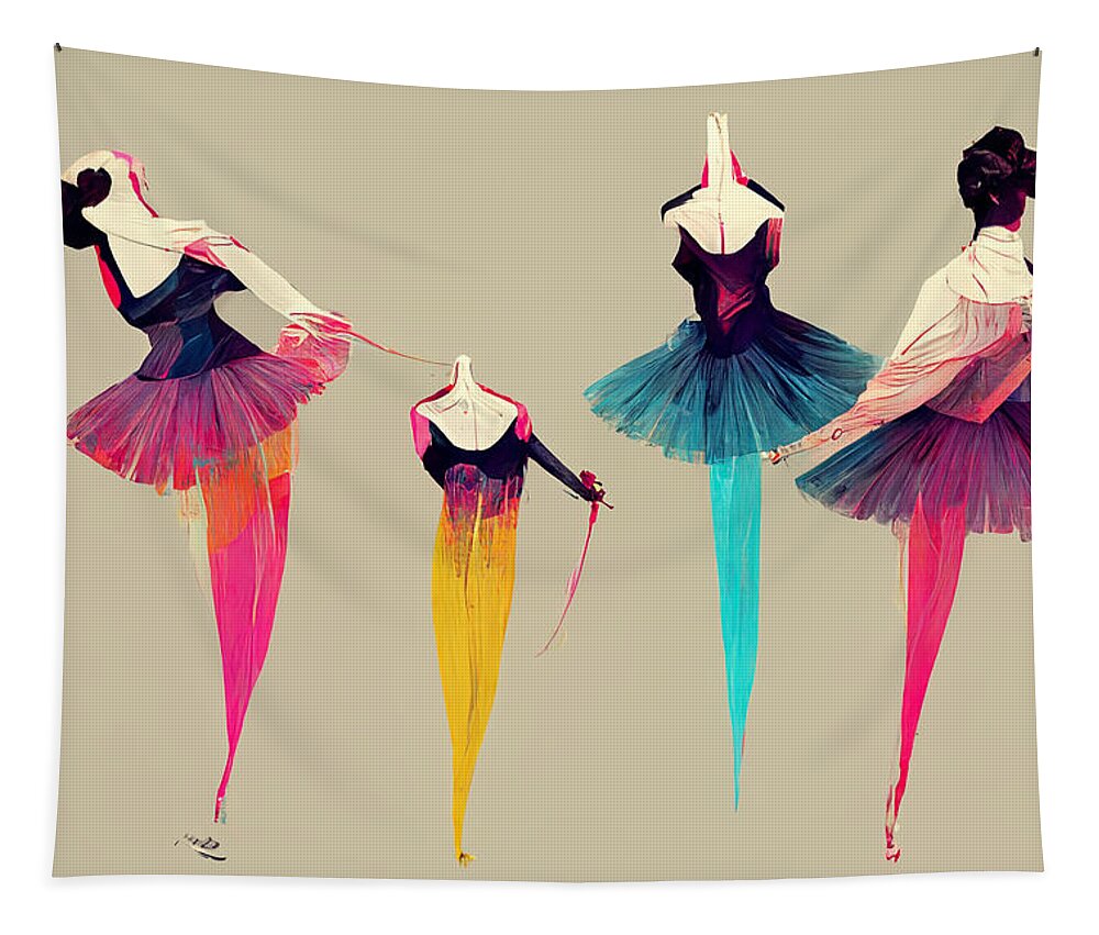 Picture Tapestry featuring the painting Ballerina Chain Gang Vector Art Cmyk Bfc4d66e 4484 4ca6 B5bd 7c276a66fe78 by MotionAge Designs