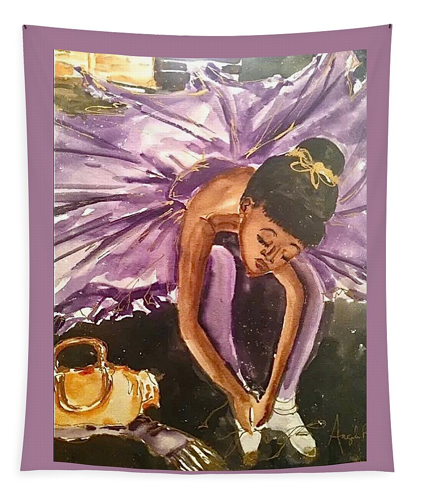  Tapestry featuring the painting Ballerina Girl by Angie ONeal