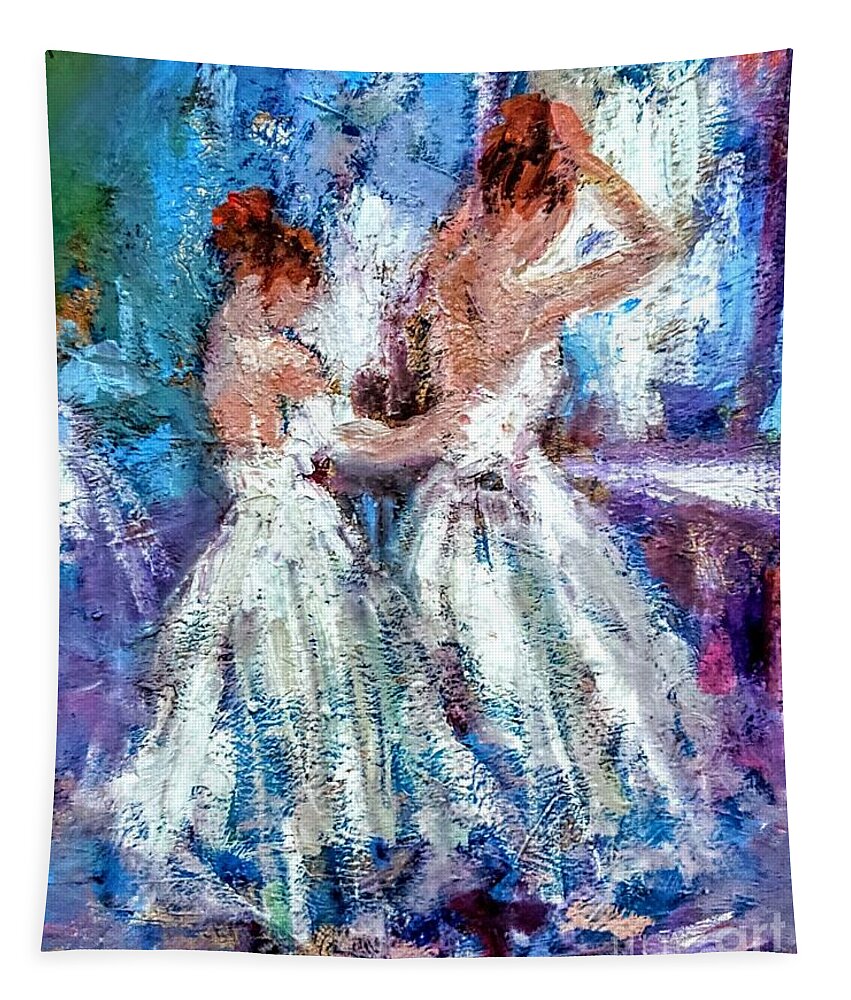 Gifts Tapestry featuring the painting Impressionist Ballerina Paintings by Mary Cahalan Lee - aka PIXI