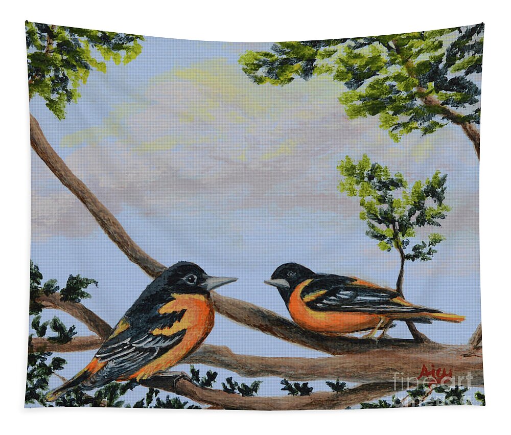 Baltimore Tapestry featuring the painting Baltimore Orioles by Aicy Karbstein
