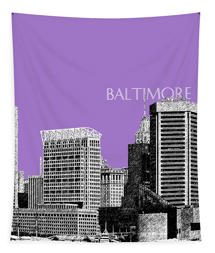 Architecture Tapestry featuring the digital art Baltimore Skyline 1 - Violet by DB Artist