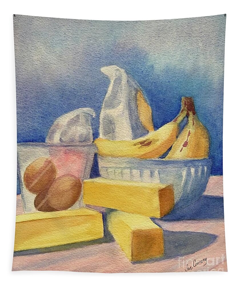 Watercolor Tapestry featuring the painting Banana Bread by Sue Carmony