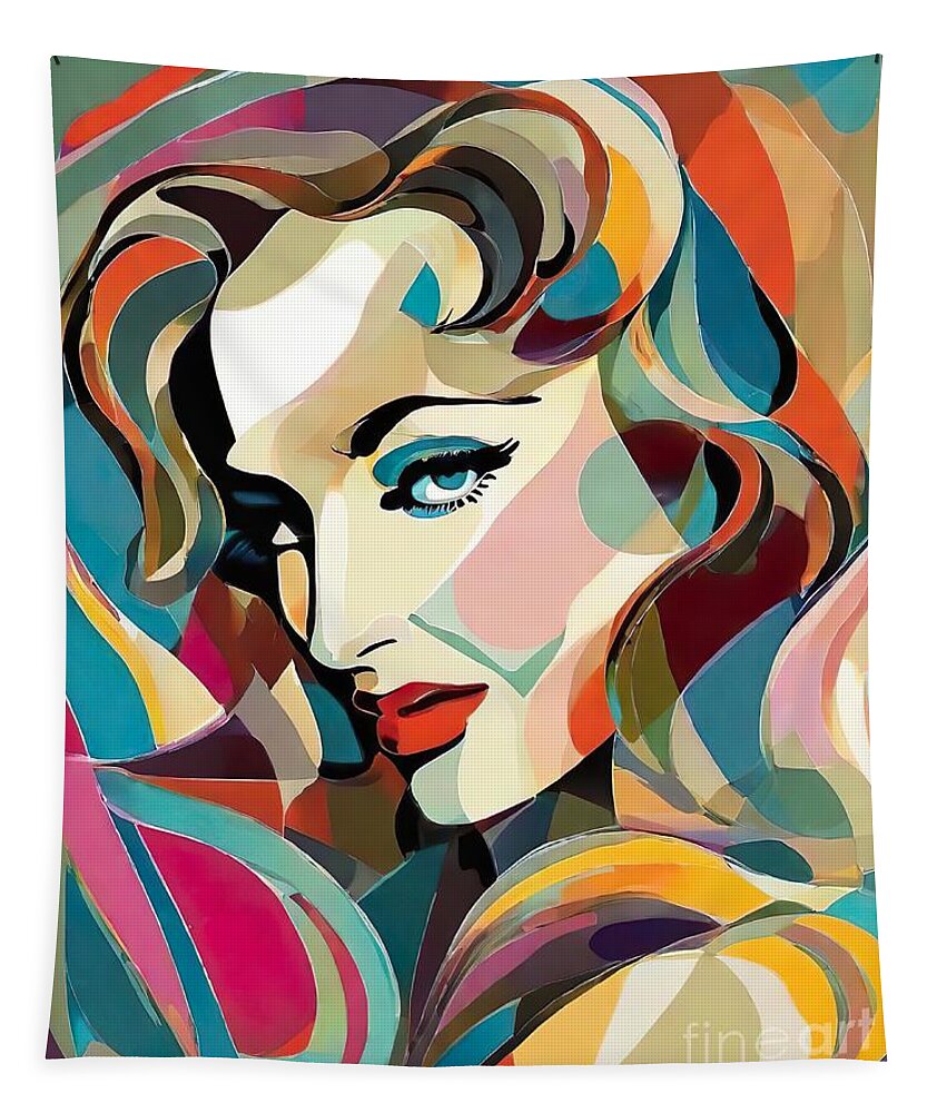 Barbara Stanwyck Tapestry featuring the digital art Barbara Stanwyck abstract by Movie World Posters