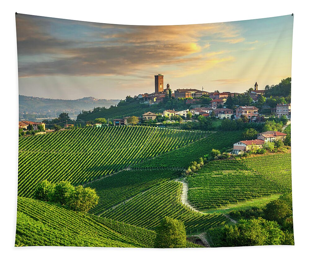 Barbaresco Tapestry featuring the photograph Barbaresco in the Morning by Stefano Orazzini