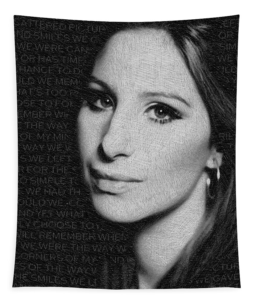 Barbra Streisand Tapestry featuring the painting Barbra Streisand And Lyrics by Tony Rubino