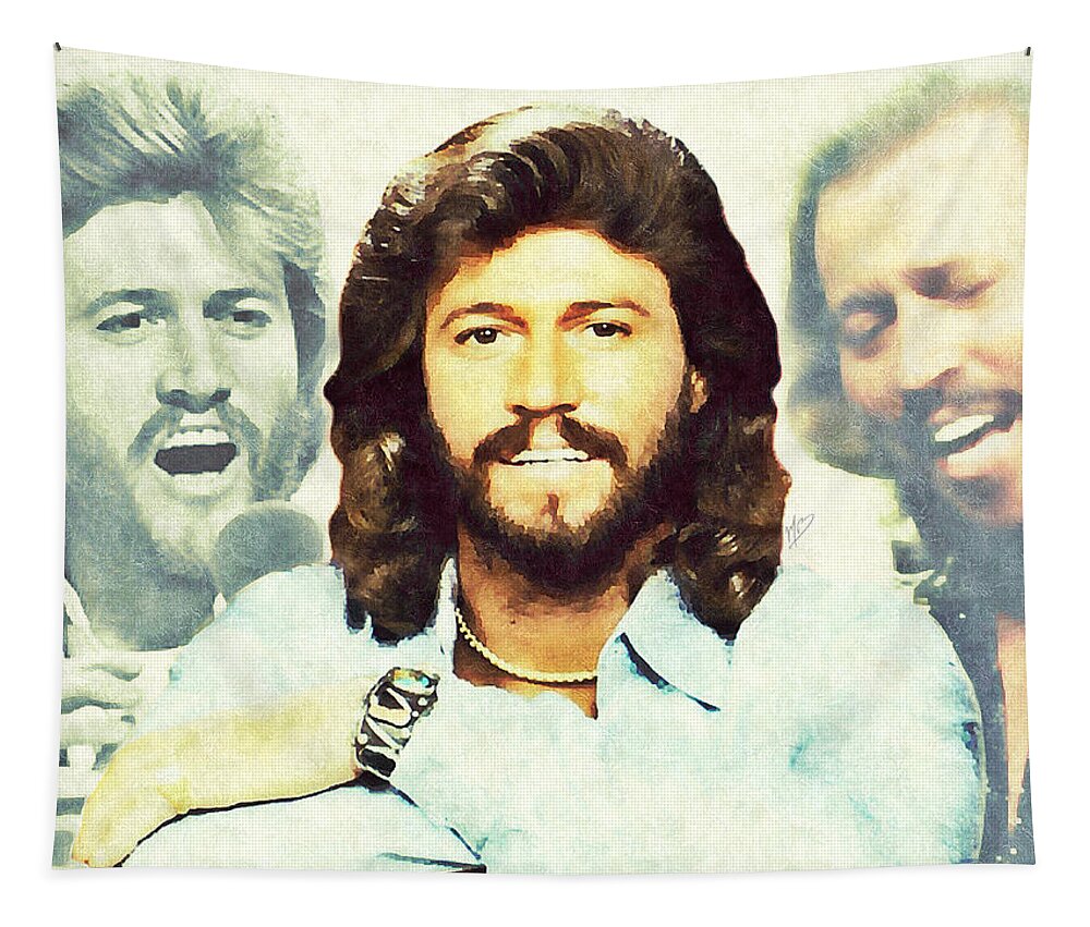 Bee Gees Tapestry featuring the painting Barry Gibb by Mark Baranowski