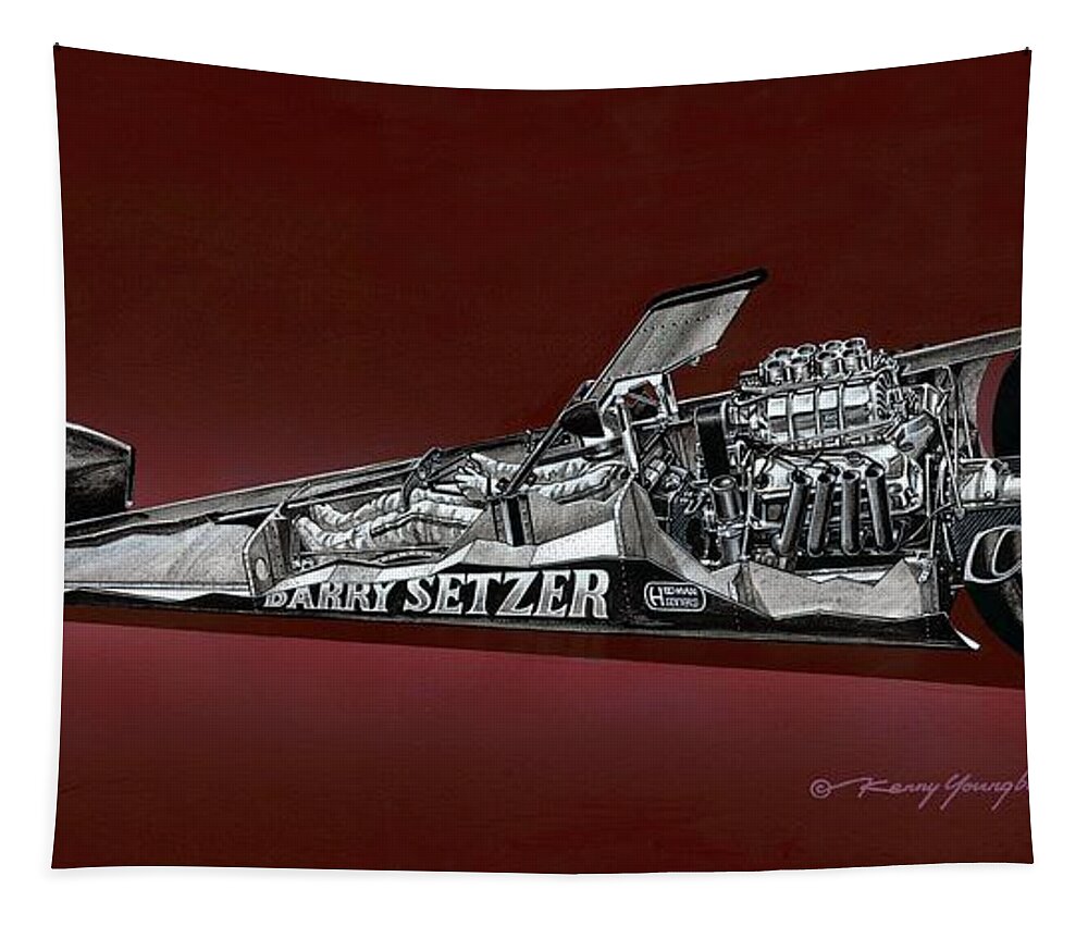Nhra Drag Racing Top Fuel Kenny Youngblood Tapestry featuring the painting Barry Setzer by Kenny Youngblood