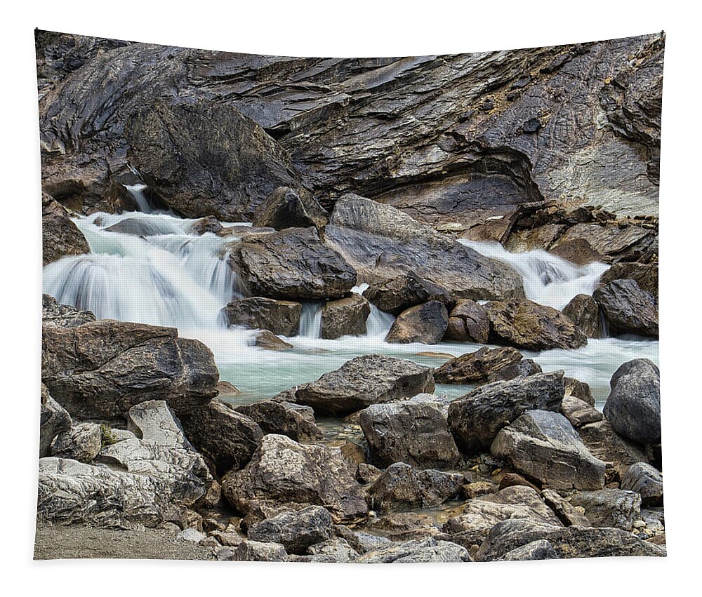 Landscape Tapestry featuring the photograph Base of the Falls Abstract by Allan Van Gasbeck