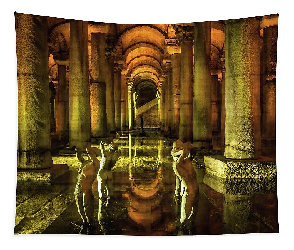 Basilica Cistern Tapestry featuring the photograph Basilica Cistern in Istanbul by Rebecca Herranen