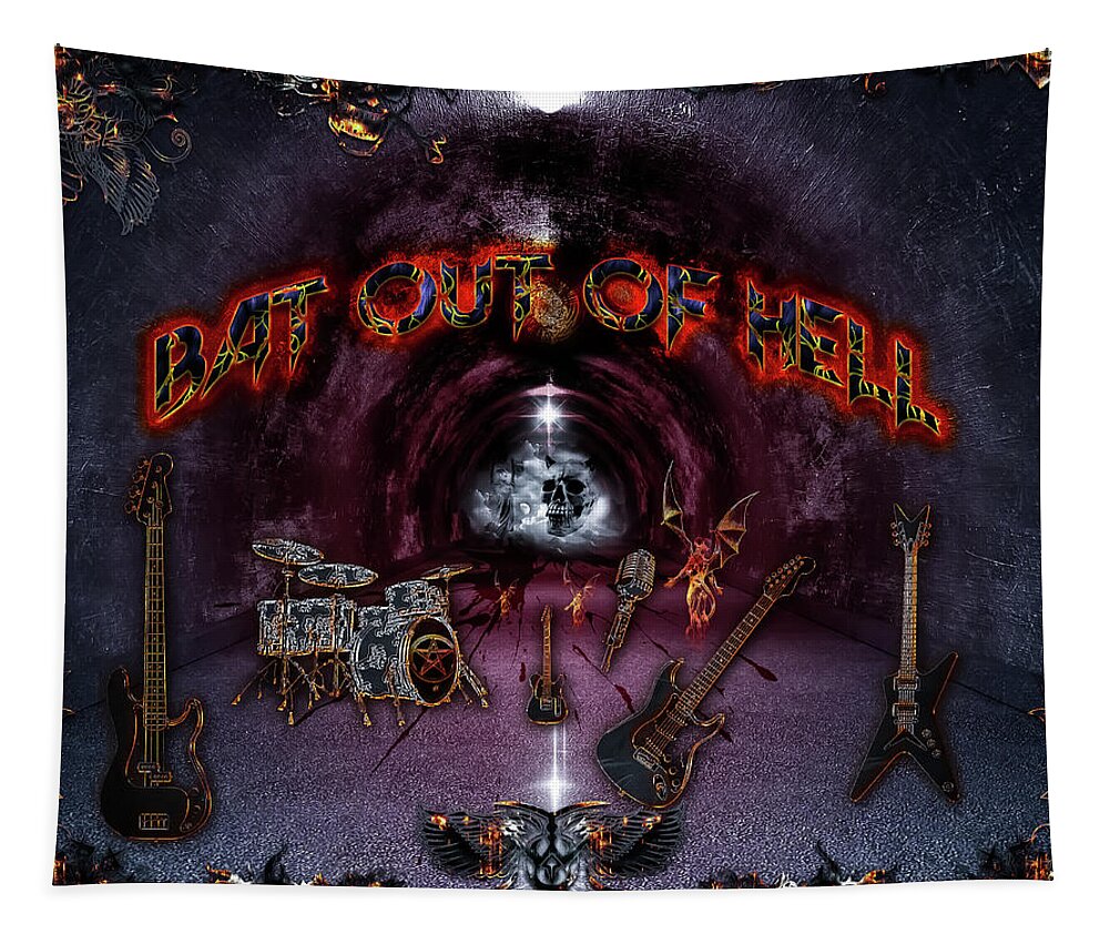 Bat Out Of Hell Tapestry featuring the digital art Bat Out Of Hell by Michael Damiani