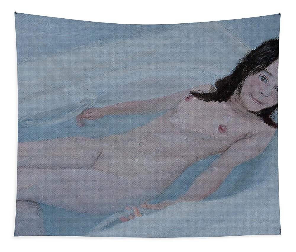 Nude Tapestry featuring the painting Bath Time by Masami IIDA