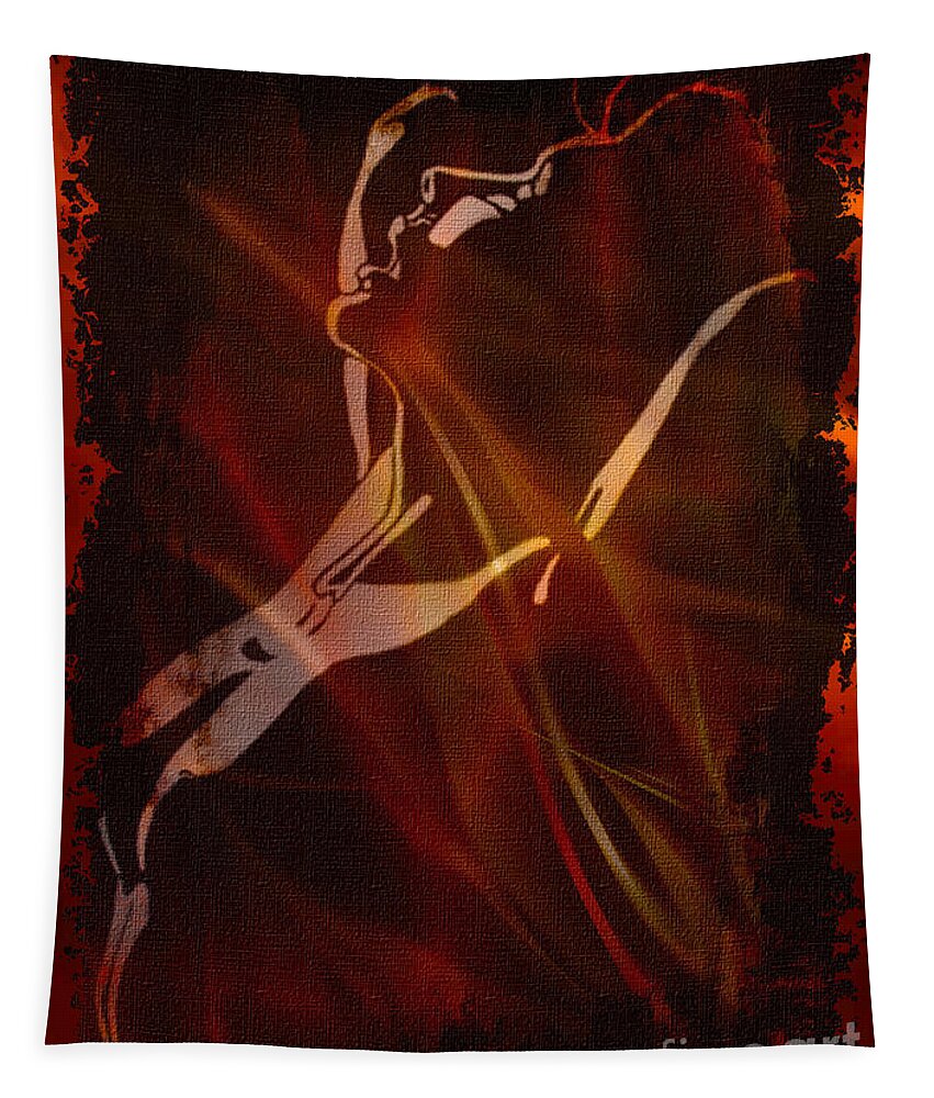 Calinete Tapestry featuring the mixed media Battle Born Caliente Flaming Grunge by Mayhem Mediums