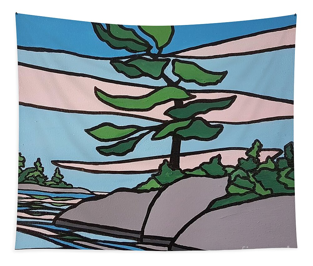 Landscape Tapestry featuring the painting Bay Calm by Petra Burgmann