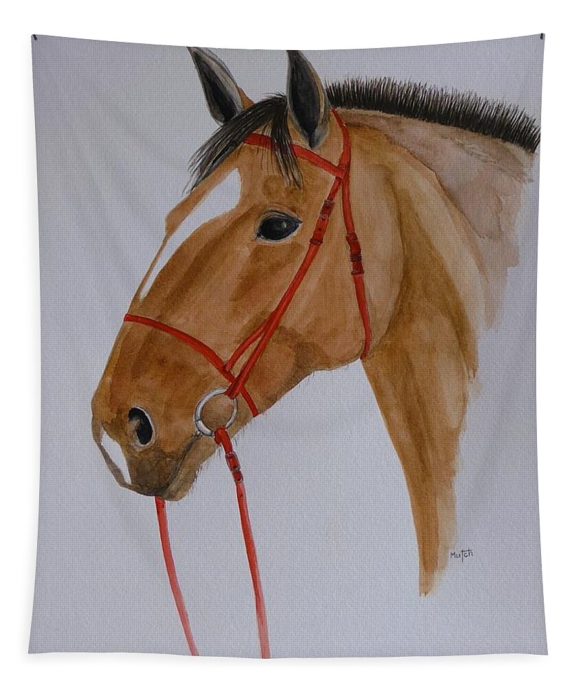 Horse Tapestry featuring the painting Bay by Lisa Mutch