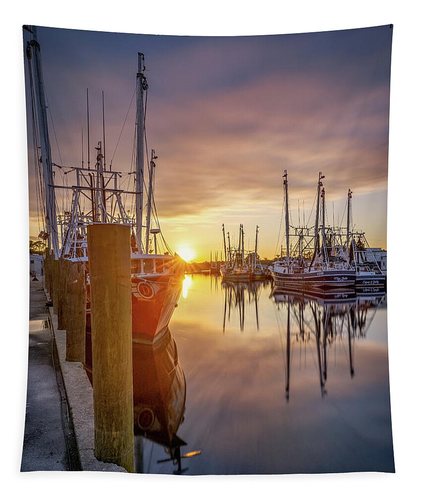 Sunset Tapestry featuring the photograph Bayou Sunset, 1/2/21 by Brad Boland
