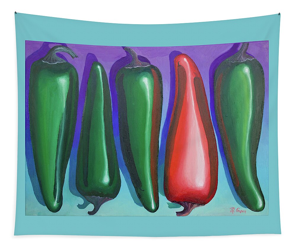 Jalapeno Tapestry featuring the painting Bazinga by Michael Goguen