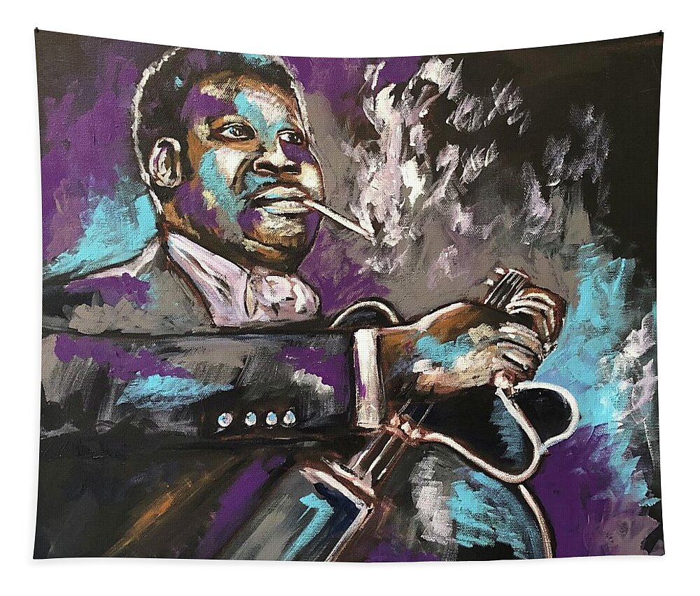 Bb King Tapestry featuring the painting BB King by Ellen Lewis