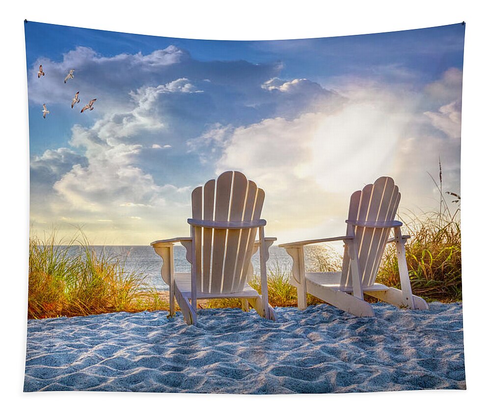 Clouds Tapestry featuring the photograph Beach Time by Debra and Dave Vanderlaan