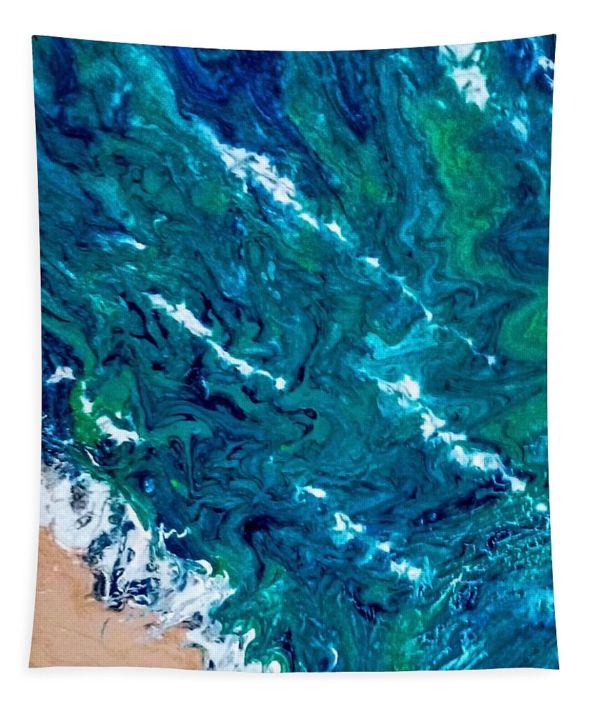 Beach Tapestry featuring the painting Beachy by Anna Adams